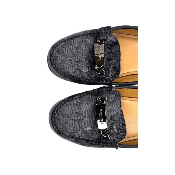 Coach Olive Signature Chain Loafers Black Monogram Canvas Size 9B - Picture 6 of 13